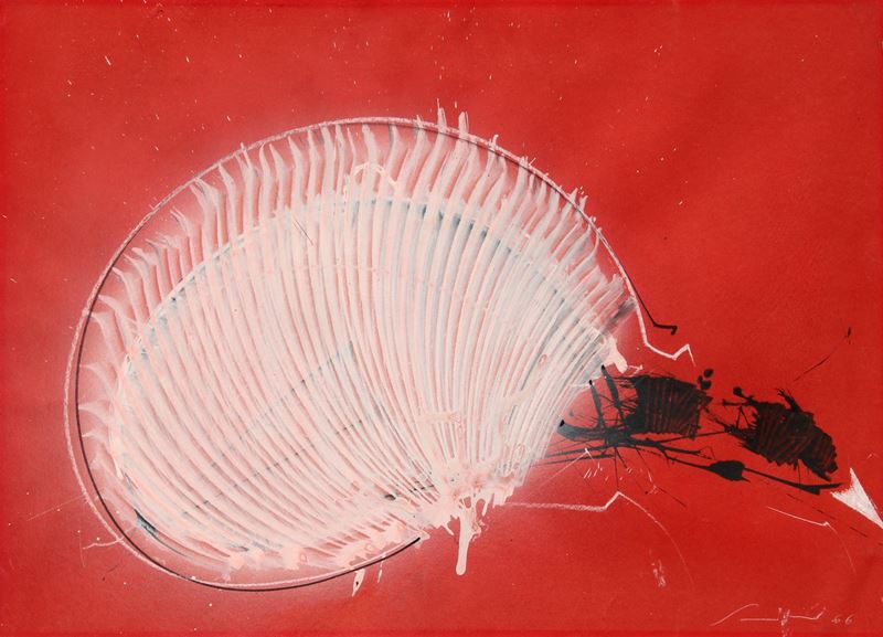 Senza titolo  - tecnica mista su cartoncino applicato su tavola - Auction Arte Moderna e Contemporanea Time&Live - Cms Thetis per Casa d'Aste