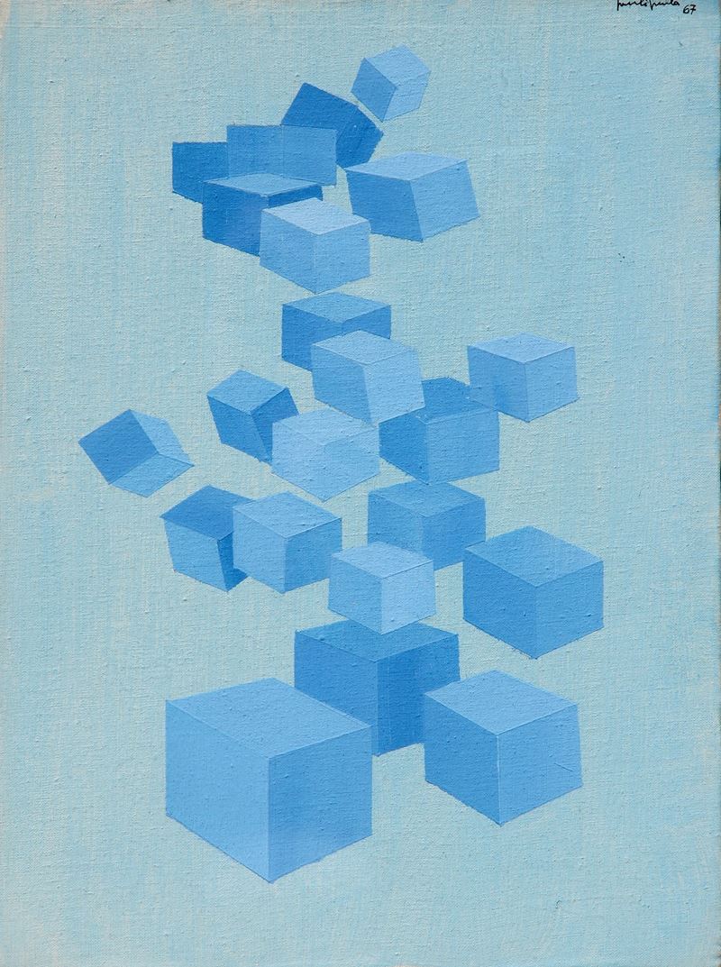 Senza titolo  - acrilico su tele sagomate assemblate in teca di plexiglass - Auction Arte Moderna e Contemporanea Time&Live - Cms Thetis per Casa d'Aste