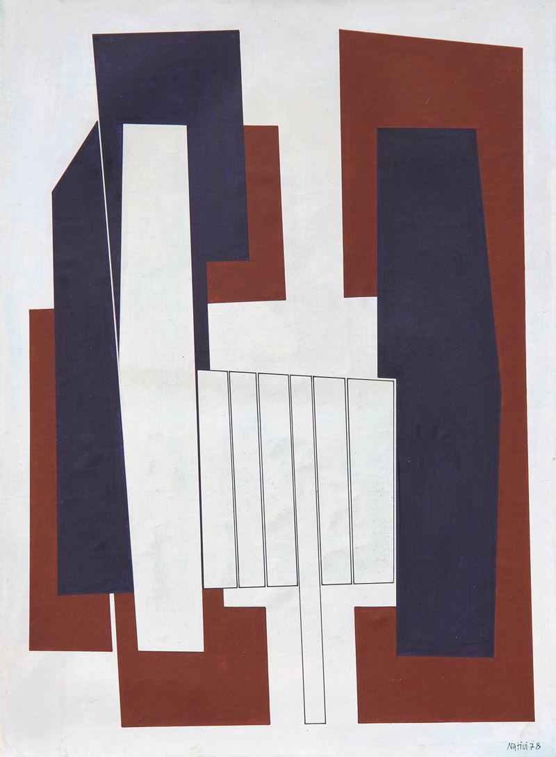 Il colloquio  (1972)  - olio su faesite - Auction Arte Moderna e Contemporanea Time&Live - Cms Thetis per Casa d'Aste
