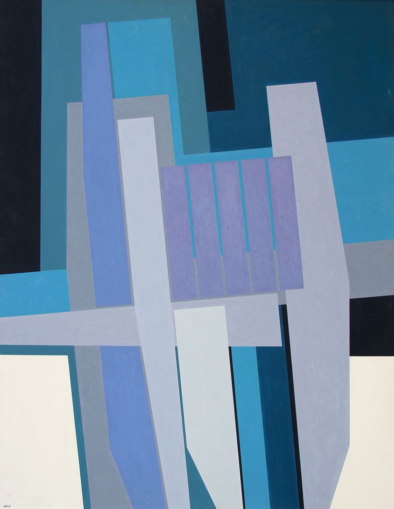 Struttura su fondo verde  (1974)  - acrilico su tela - Auction Arte Moderna e Contemporanea Time&Live - Cms Thetis per Casa d'Aste