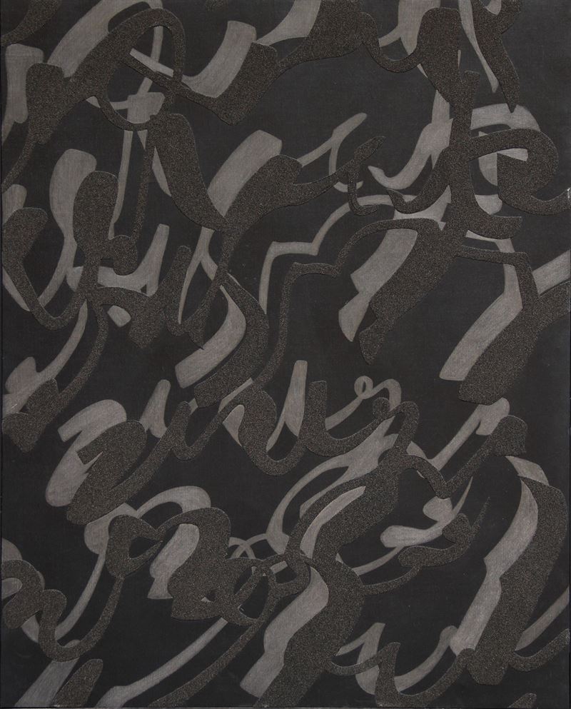 Evento-Scrittura  (anni 80)  - acrilico su tela - Auction Arte Moderna e Contemporanea Time&Live - Cms Thetis per Casa d'Aste